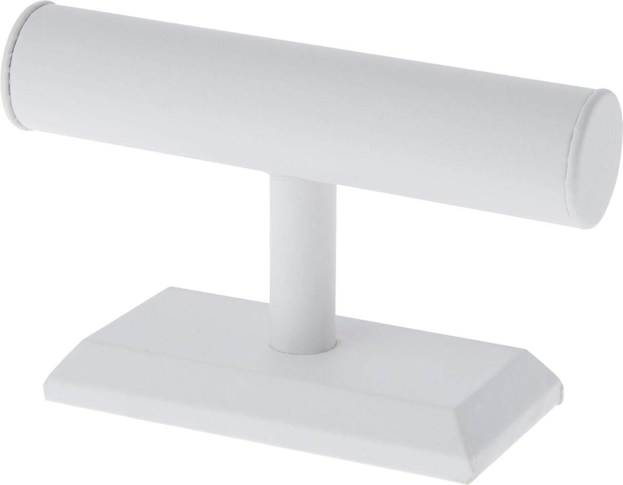 Plymor White Faux Leather T-Bar Bracelet Display Stand, 7.5 W x 5